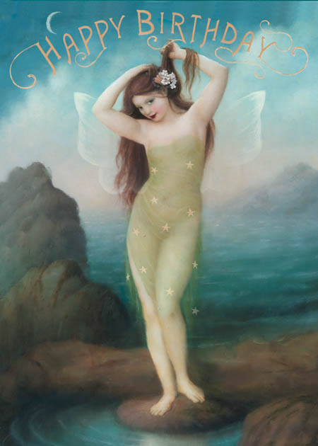 Happy Birthday Fairy on Beach Greeting Card by Stephen Mackey